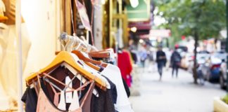 Clothing on a Rack Outdoors