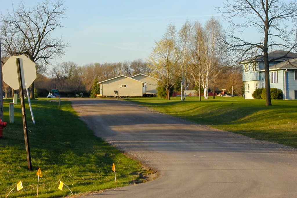 Photo by Rick Pepper - Mankato, MN - March 2000 looking north down Ivy Lane, Roger and later Stanley Huettl's house on the left.