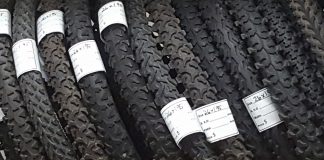 Photo by Don Lipps - Recycled tires at Key City Bike - Mankato, MN