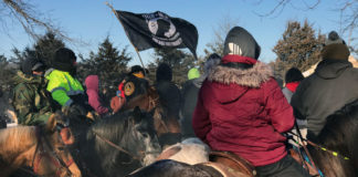 Photo by Gary Pettis - Dakota 38+2 Memorial riders arrive in Mankato on December 26th, 2017