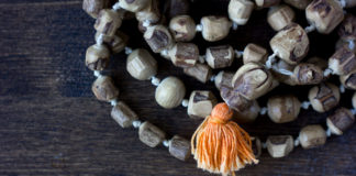 Japa mala rosary - hinduism and buddism rosary made from tulsi tree for hare krishna chanting.