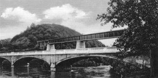 From History of the Red Jacket Valley by Julie A. Schrader - Post card of the Red Jacket Bridge and Trestle, circa 1912