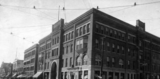 Photo courtesy Maud Hart Lovelace’s Deep Valley by Julie A. Schrader - The Saulpaugh Hotel was located where the City Center Hotel sits today. This photograph shows the main entrance to the hotel as it faces South Front Street with Main Street in the foreground, circa 1925. Originally there was an entrance on the Union Depot and Minnesota River side of the hotel. At that time most patrons arrived by steamboat or railroad. The image was taken from approximately where the south entrance of the Blue Earth County Library sits today. The current City Center Hotel ramp sits where South Front Street met Main Street.