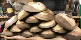 Submitted Photo - Rough cut bowls ready for turning in Randy Dinsmore's workshop