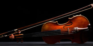 Violin on a black background