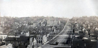 Submitted Photo - This bird’s eye view of Mankato shows Main Street leading up the hill to the edge of town, circa. 1906