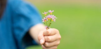 Hand and flowers